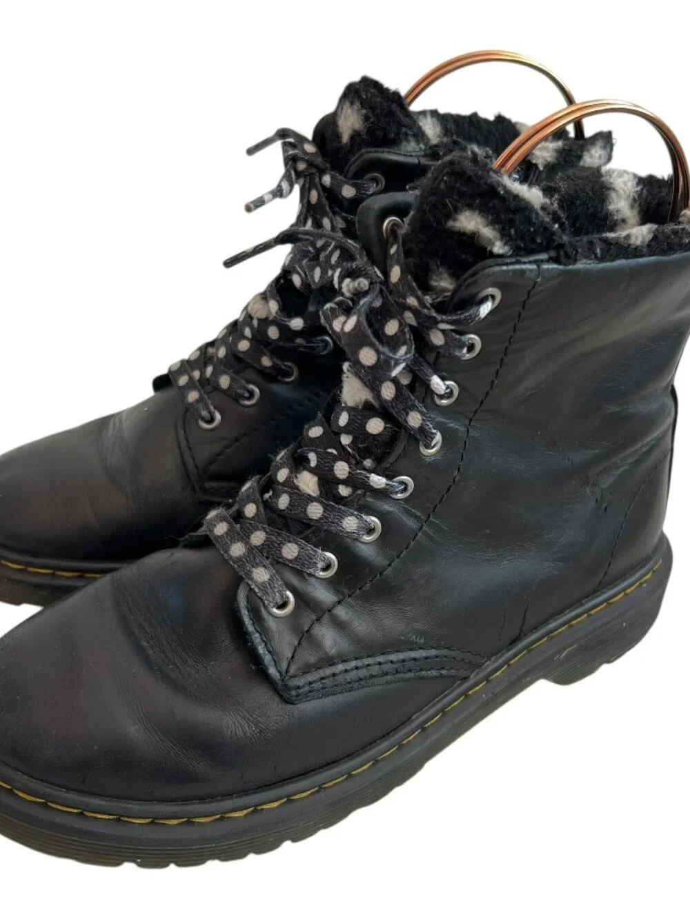 Dr Martens boots Youth 1460 Serena Faux Fur Lined Leather Lace Up black size 5